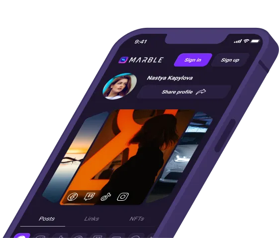 Image of Marble App's smart link-in-bio feature.